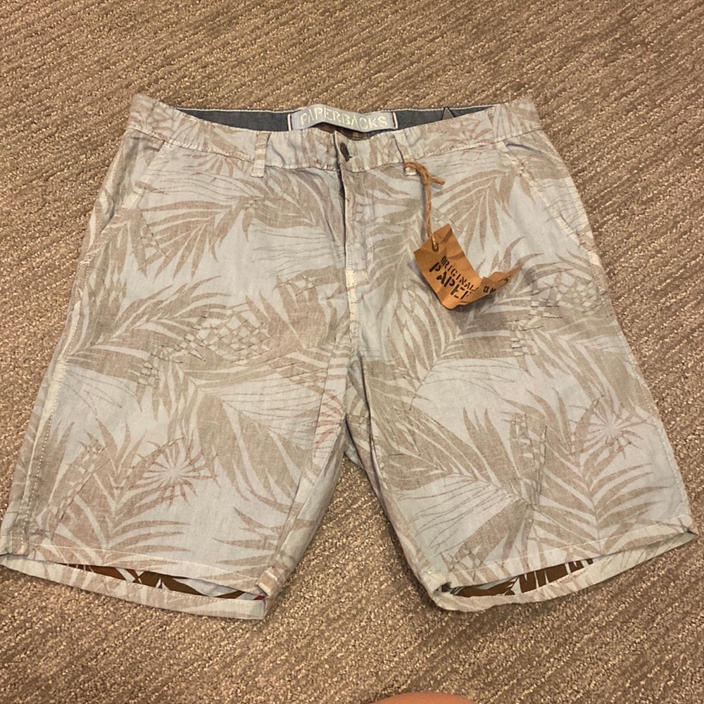 NWT Original Paperbacks Linen/Cotton Blend Beach Shorts in Sz 34
